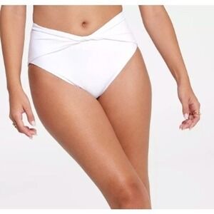 CALIA Womens High Rise Twist Front Swim Bottom White Size XL Beach Wear NWT